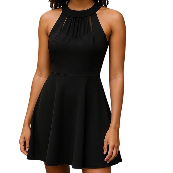 Three Pink Hearts Trixxi Black Halter Skater Mini Dress Size XS - Picture 1 of 9